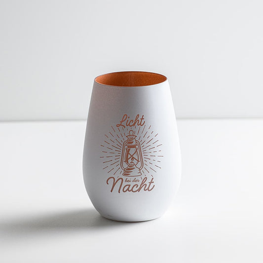 Windlicht Licht bei der Nacht in Weiß-Bronze - Grubenlampe mit strahlendem Lichtschein