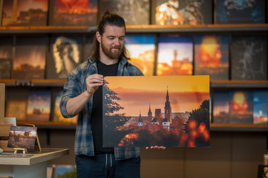 Wandbild 'Herbstlicher Altstadtblick mit Petrikirche' 60x40cm auf 5mm Forex - B-Ware