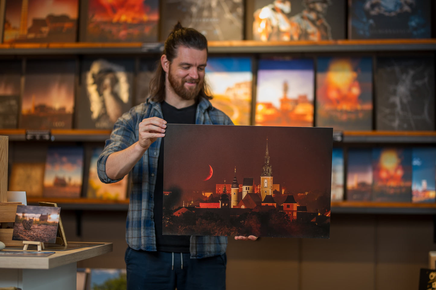 Wandbild 'Petrikirche bei Monduntergang' 60x40cm auf 5mm Forex - B-Ware