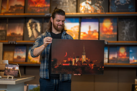 Wandbild 'Petrikirche bei Monduntergang' 60x40cm auf 5mm Forex - B-Ware