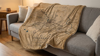 Kuscheldecke 'Landkarte - Freiberg - Vintage'