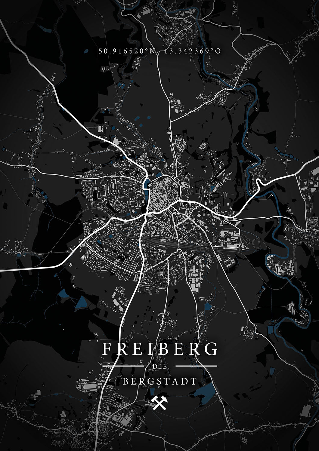 Wandbild 'Stadtplan Landkarte Freiberg'
