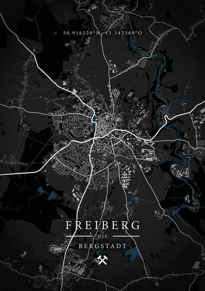 Wandbild 'Stadtplan Landkarte Freiberg'