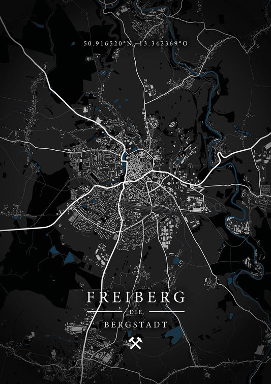 Wandbild 'Stadtplan Landkarte Freiberg'
