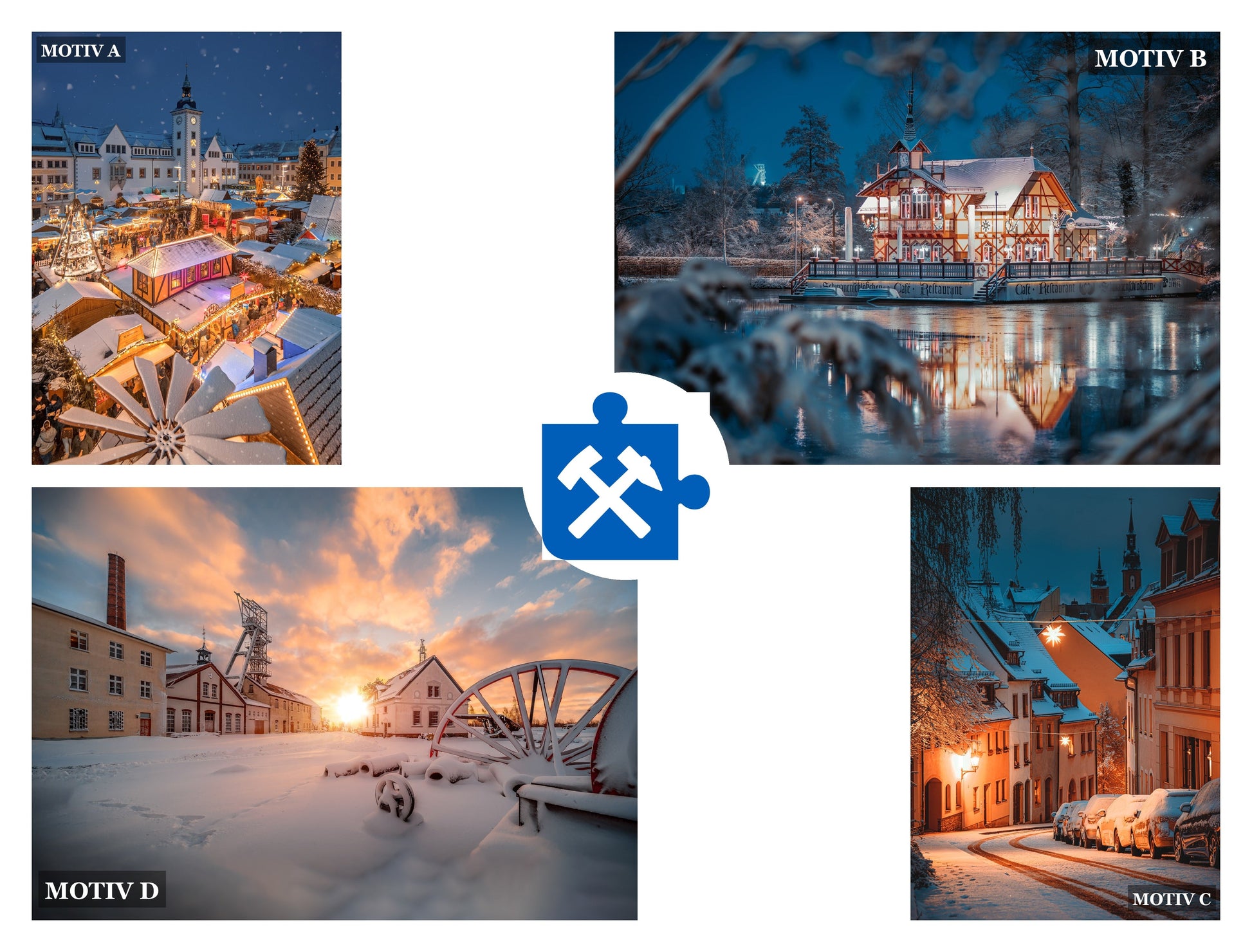 Bergstadt-Puzzle Motiv 02 - vier winterliche Motive A bis D zur Wahl