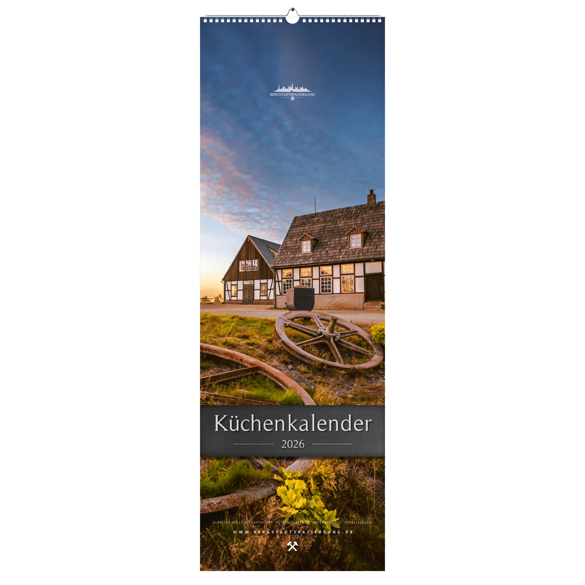 freigestellter Kalender mit Titelmotiv des Küchenkalenders 2026 im schmalen Hochformat zur besseren Darstellung im Bestimmten Kontext.