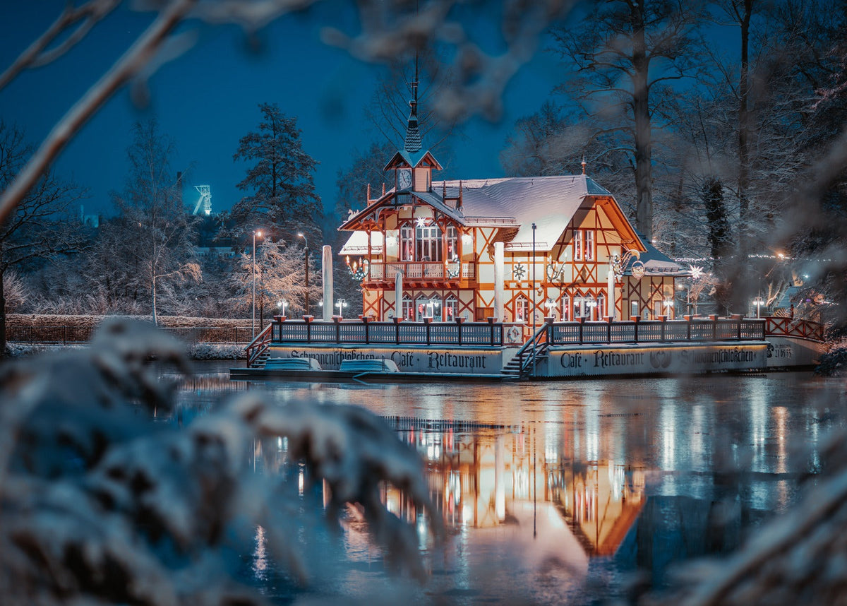 Bergstadt-Puzzle Motiv 02 – Das Schwanenschlösschen im Winter