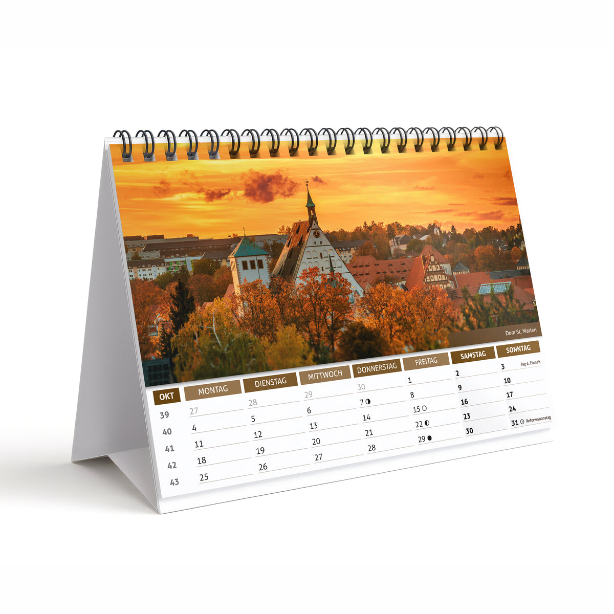 Tischkalender Freiberg 2027 DIN A5 Querformat – Oktober