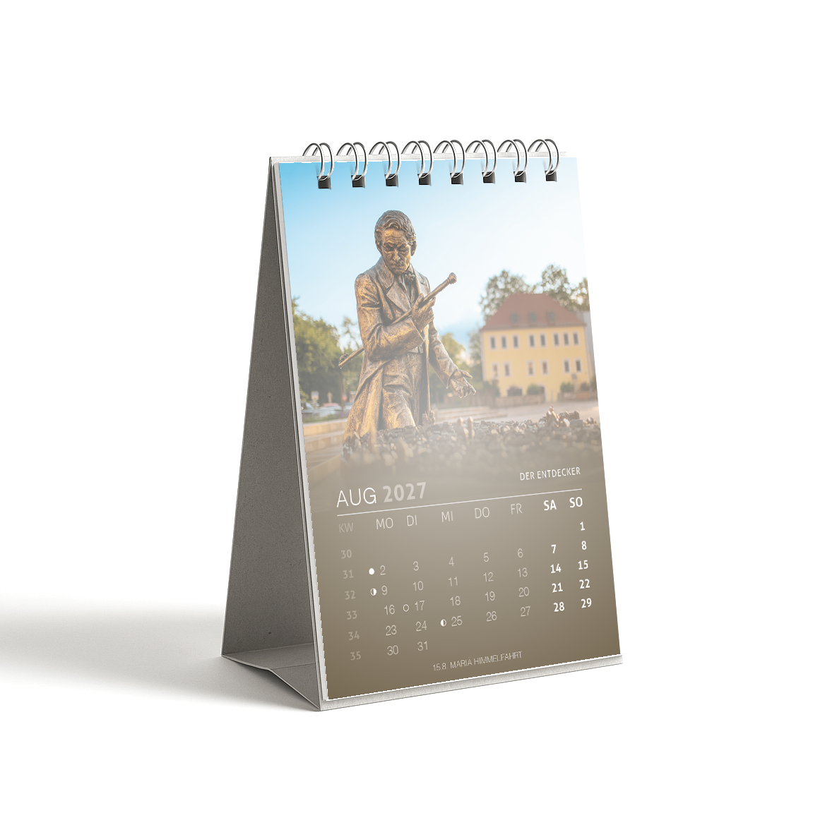 Tischkalender Freiberg 2027 DIN A6 - August: Der Entdecker