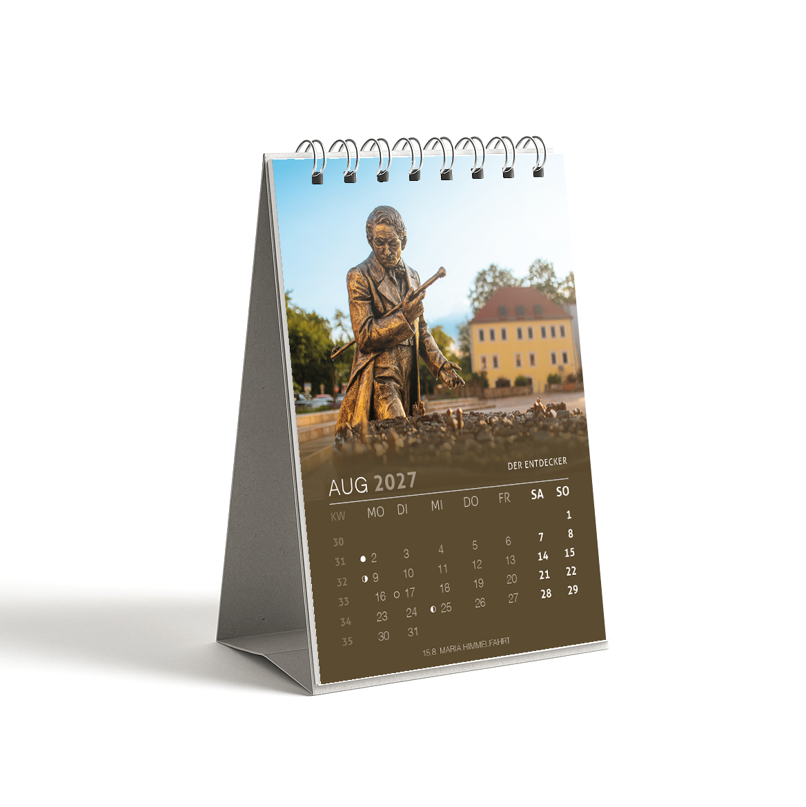Tischkalender Freiberg 2027 DIN A6 - August: Der Entdecker