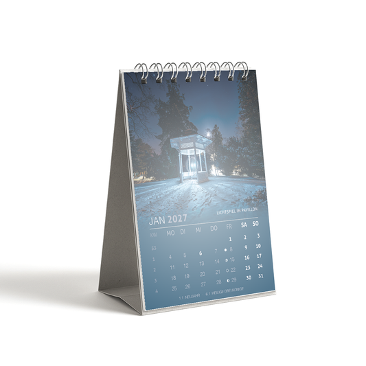Tischkalender Freiberg 2027 DIN A6 - Januar: Lichtspiel im Pavillon