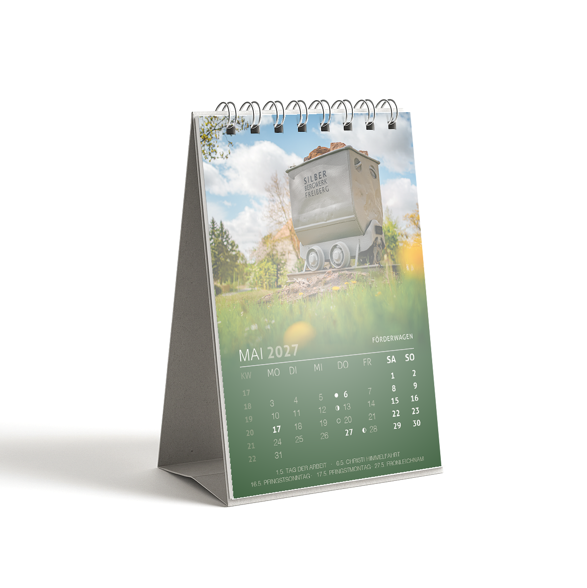 Tischkalender Freiberg 2027 DIN A6 - Mai: Foerderwagen