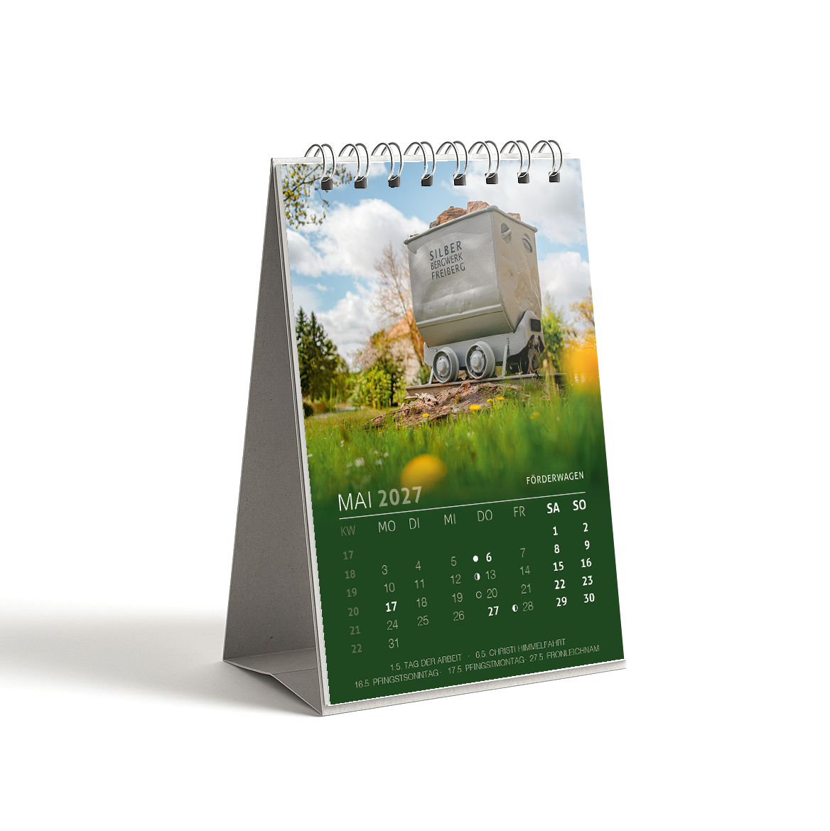 Tischkalender Freiberg 2027 DIN A6 - Mai: Foerderwagen