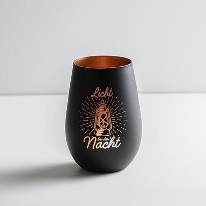 Windlicht Licht bei der Nacht in Schwarz-Bronze - Grubenlampe mit strahlendem Lichtschein